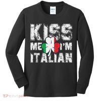 Kiss Me I'm Italian Shirt Great Saint Patrick's Day Kids Long Sleeve Shirt thumb 0