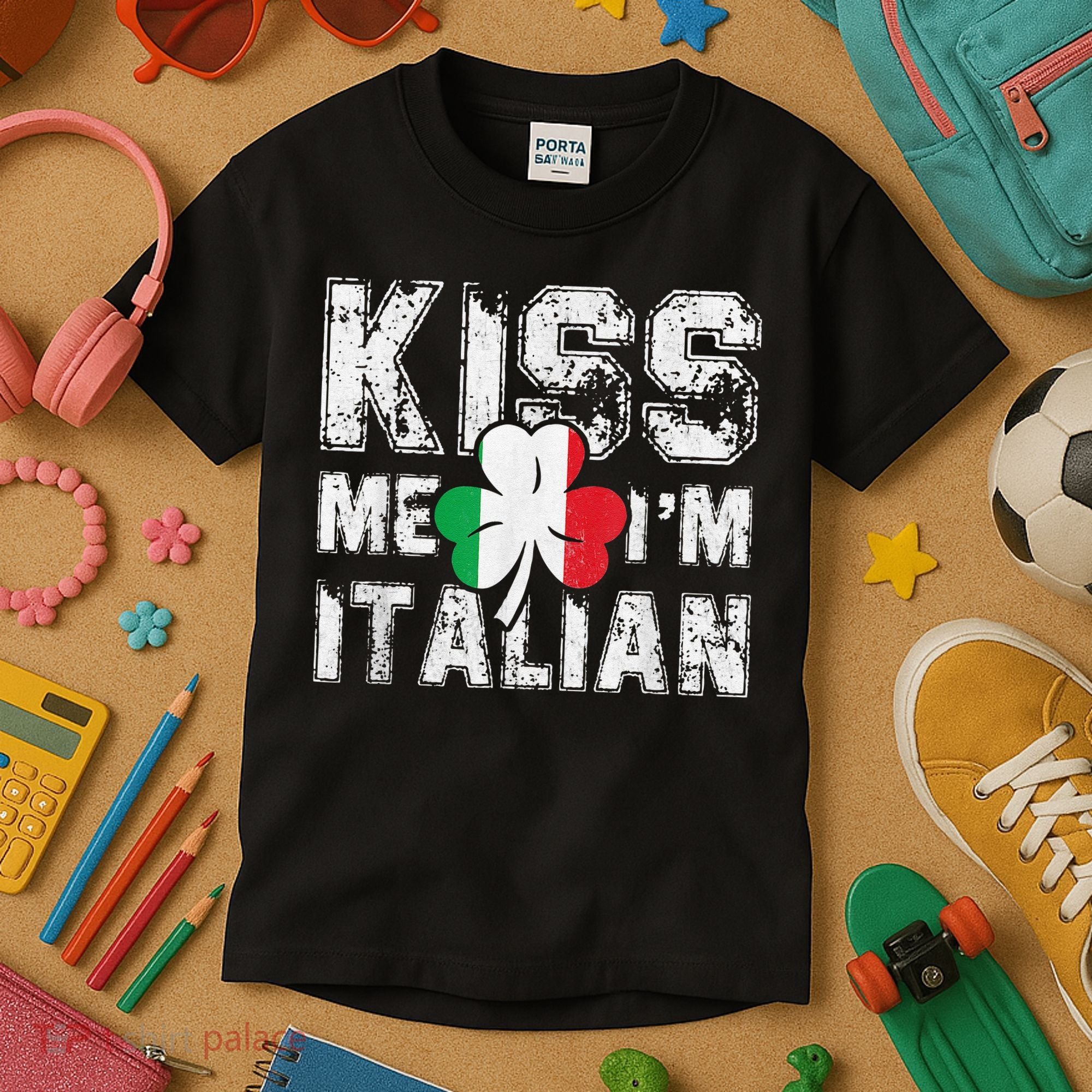 Kiss Me I'm Italian Shirt Great Saint Patrick's Day Kids T-Shirt