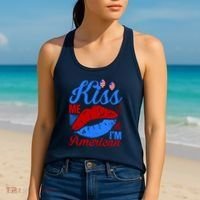 Kiss Me Im American Women's Tank Top thumb 2