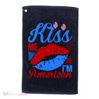 Kiss Me Im American Golf Towel thumb 0