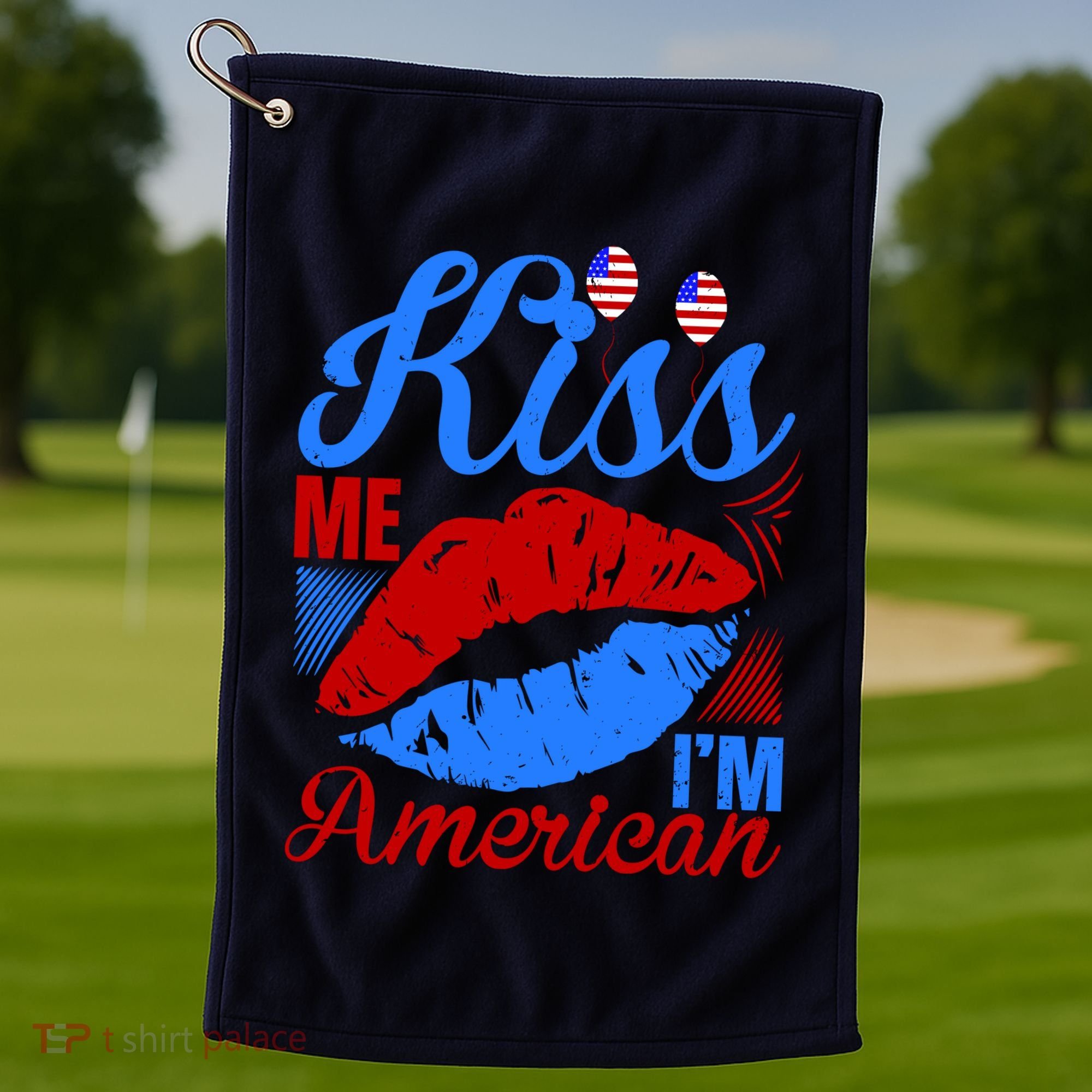 Kiss Me Im American Golf Towel