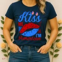 Kiss Me Im American Women's T-Shirt thumb 2