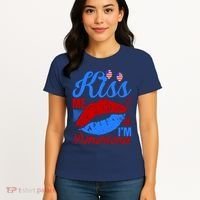 Kiss Me Im American Women's T-Shirt thumb 4
