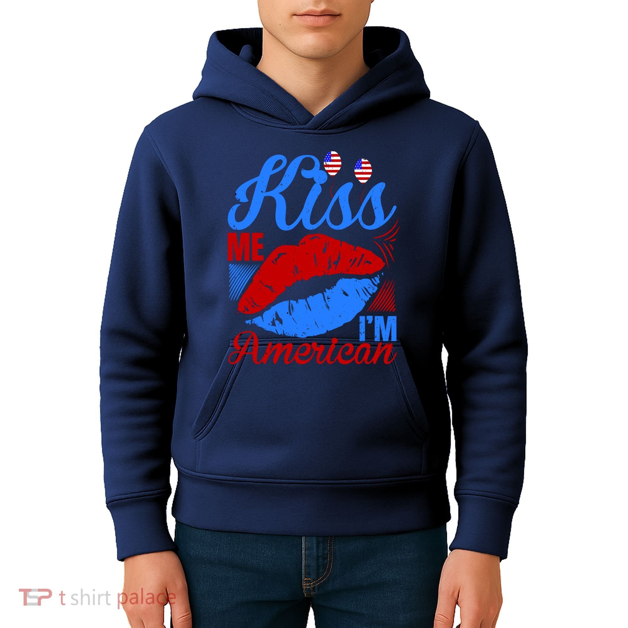 Kiss Me Im American Kids Hoodie
