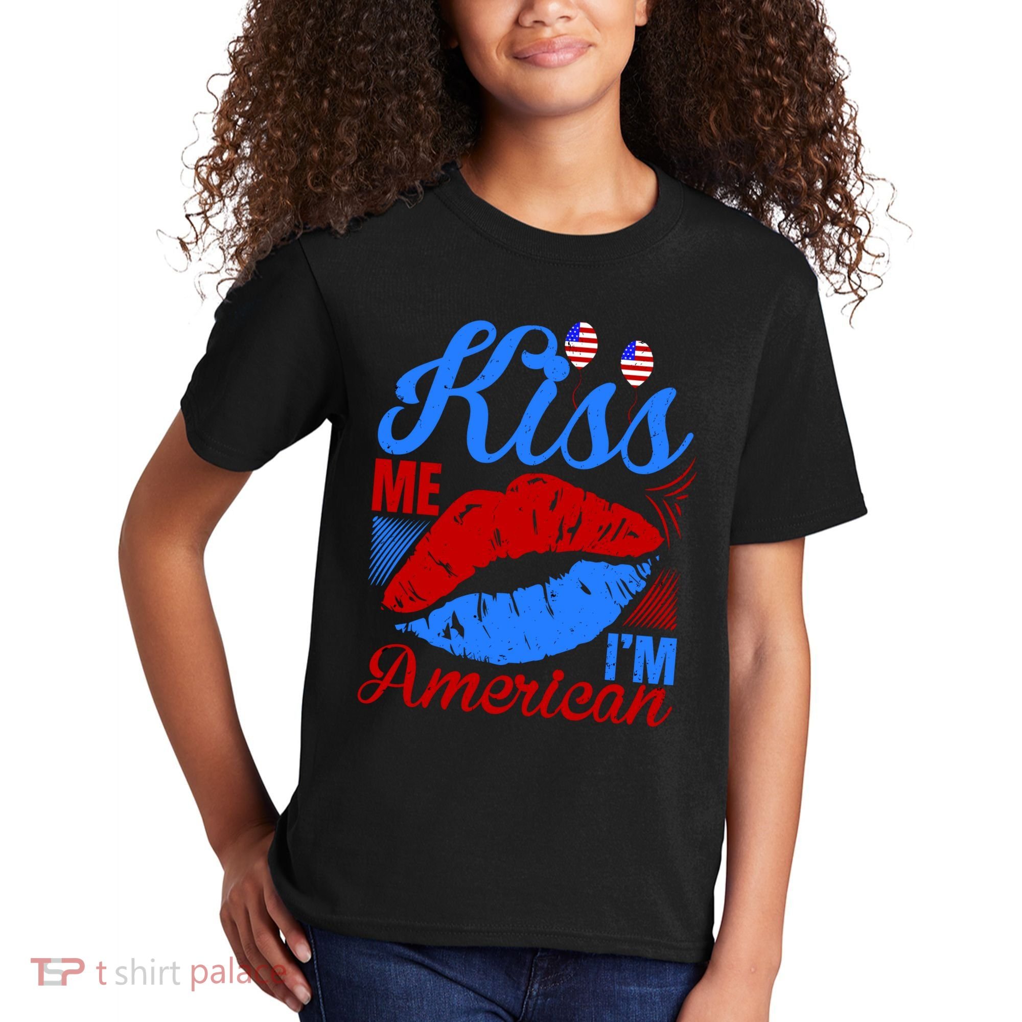 Kiss Me Im American Kids T-Shirt