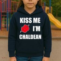 Kiss Me Im Chaldean Kids Hoodie thumb 3