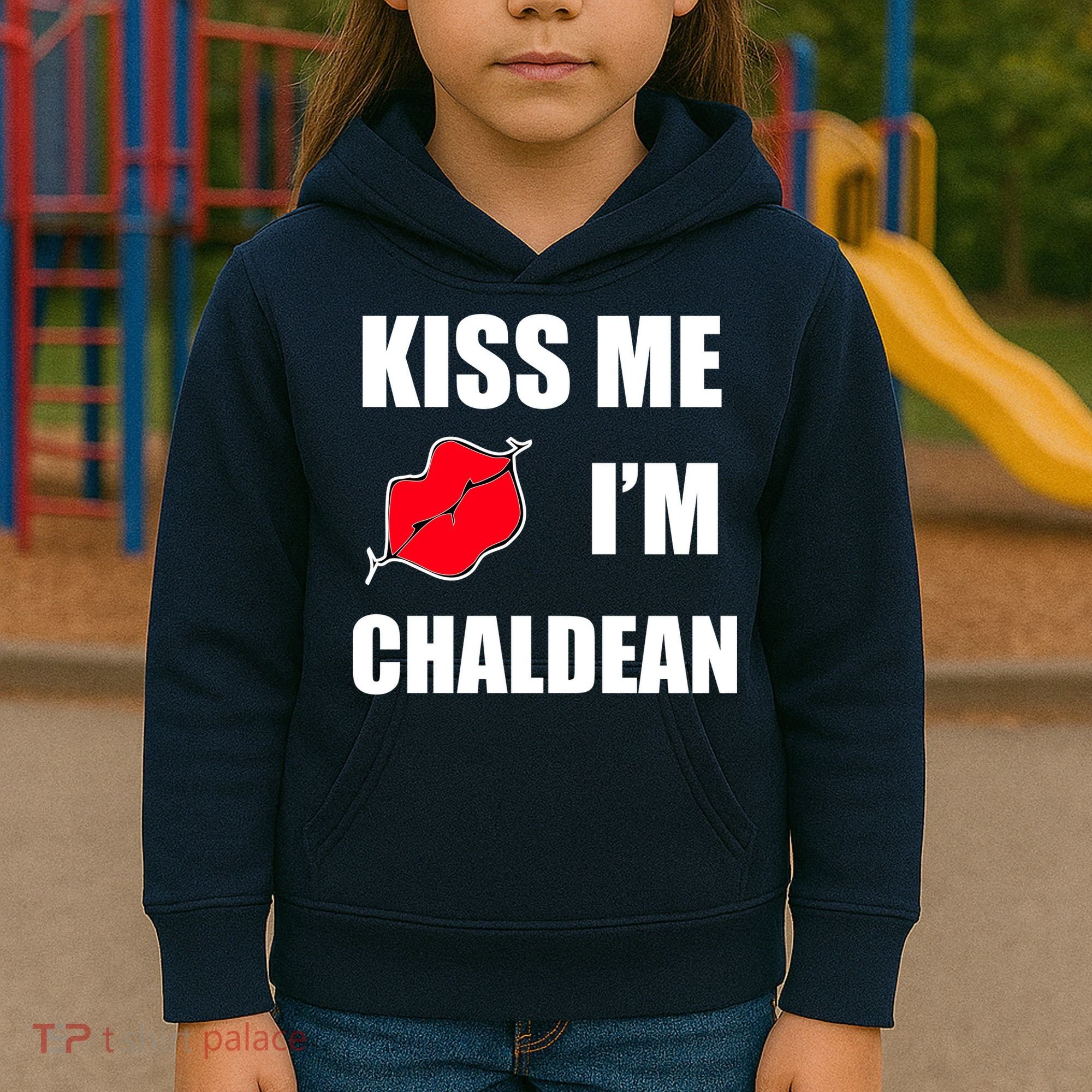 Kiss Me Im Chaldean Kids Hoodie