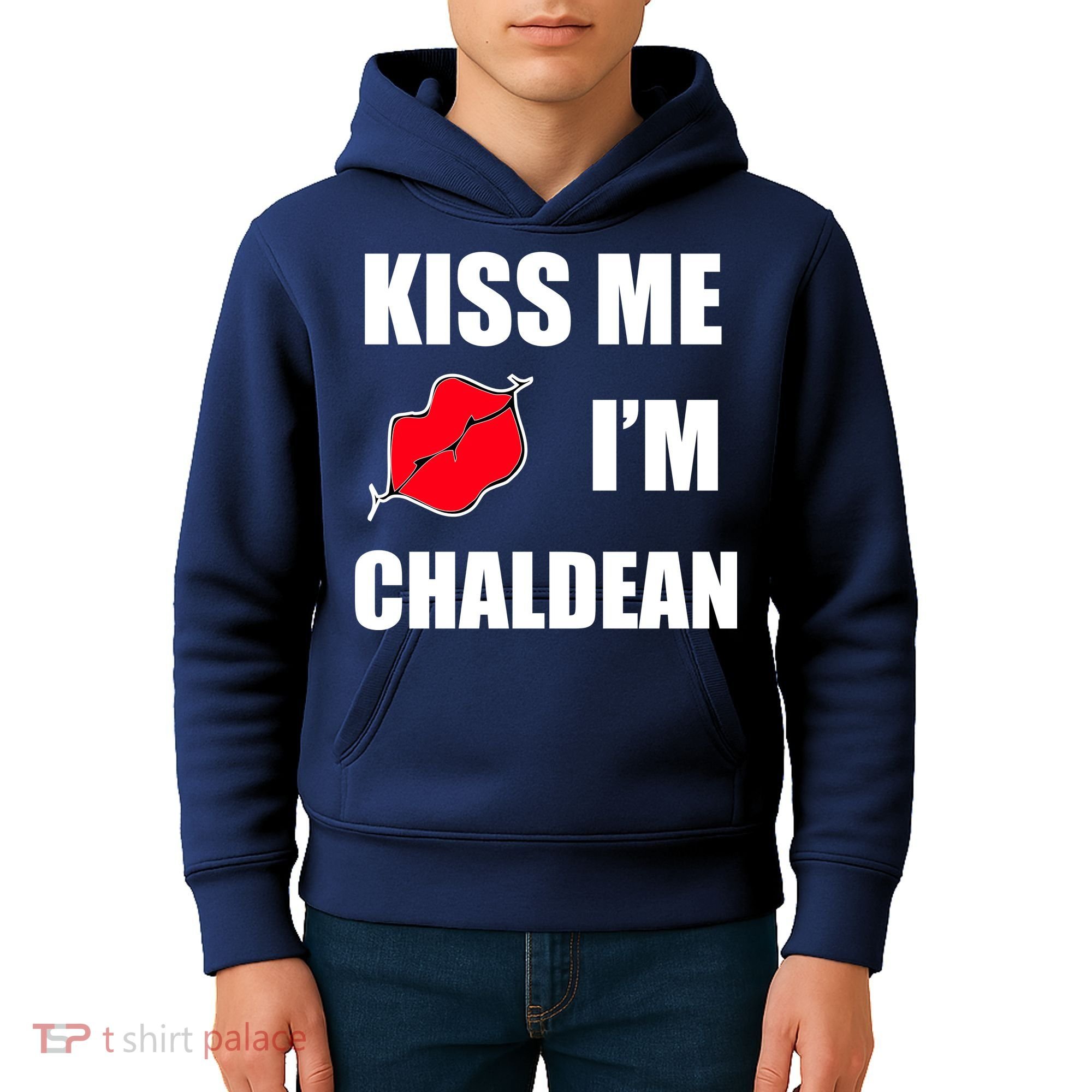Kiss Me Im Chaldean Kids Hoodie