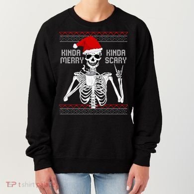 Kinda Merry Kinda Scary Ugly Christmas Sweater Skeleton Women's Sweatshirt