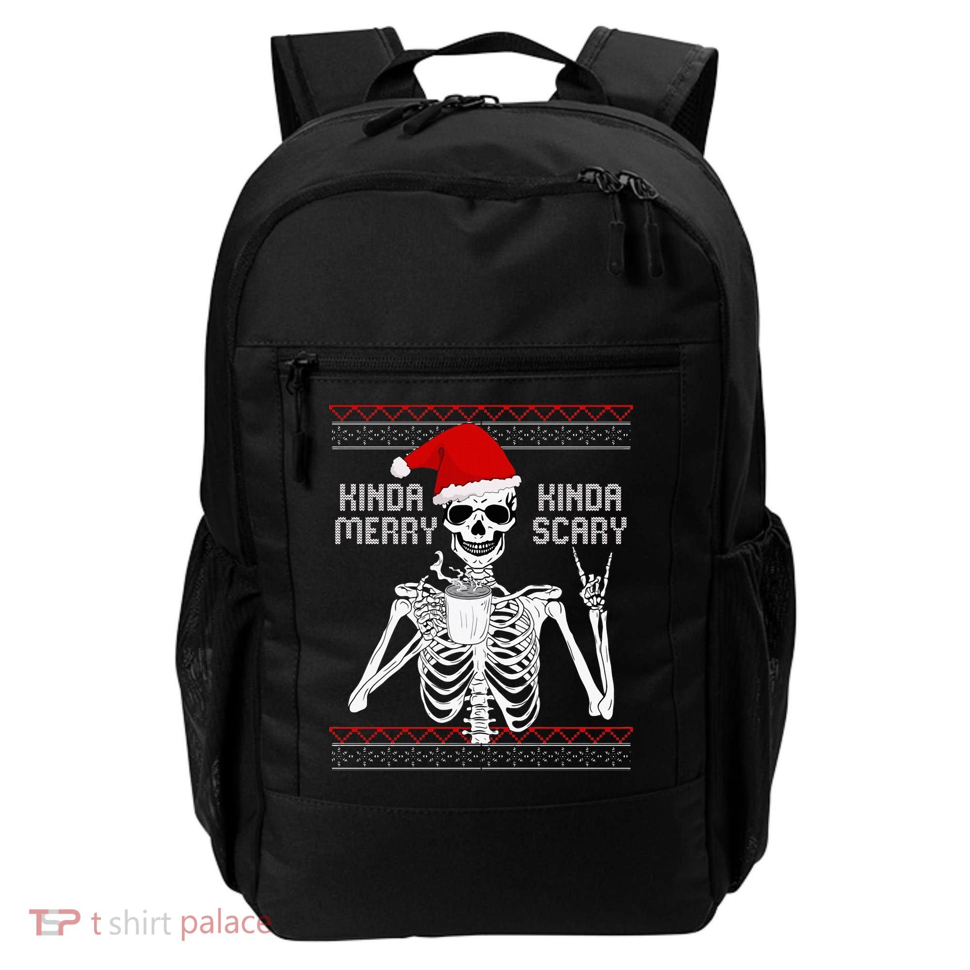 Kinda Merry Kinda Scary Ugly Christmas Sweater Skeleton Backpack