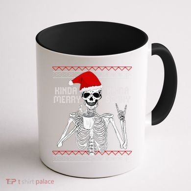 Kinda Merry Kinda Scary Ugly Christmas Sweater Skeleton Coffee Mug back
