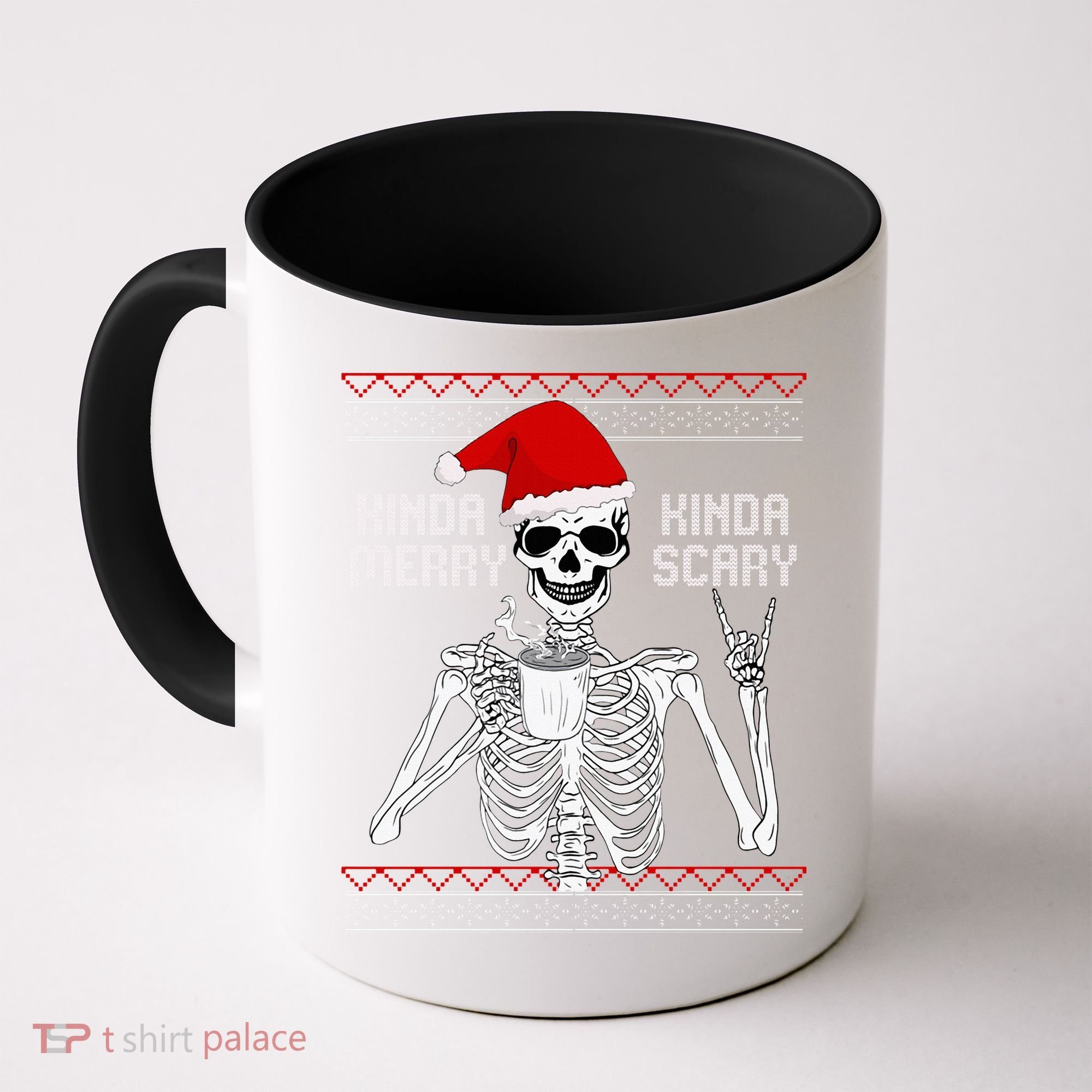 Kinda Merry Kinda Scary Ugly Christmas Sweater Skeleton Coffee Mug