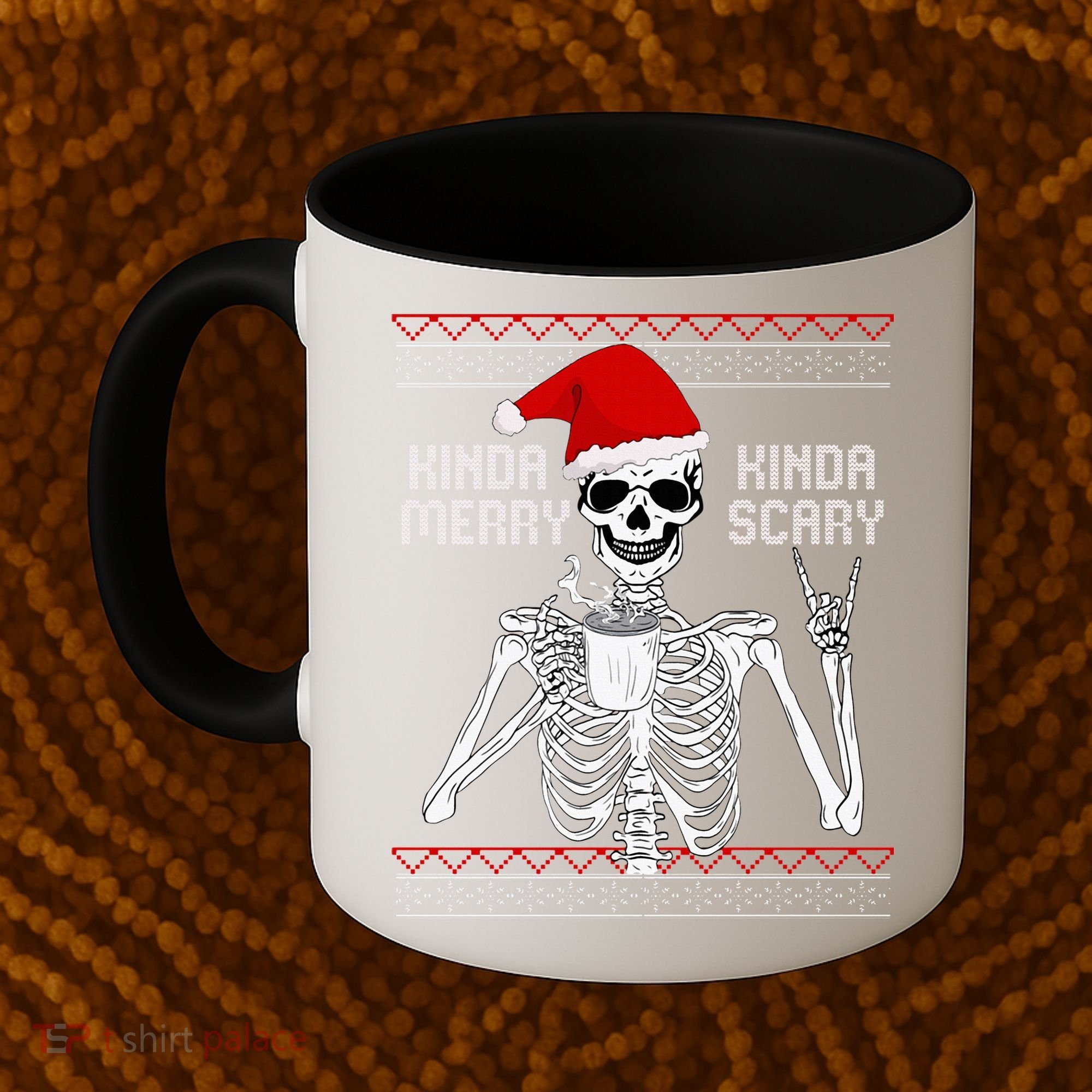 Kinda Merry Kinda Scary Ugly Christmas Sweater Skeleton Coffee Mug