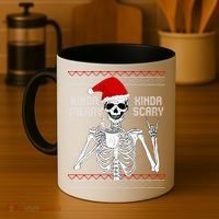 Kinda Merry Kinda Scary Ugly Christmas Sweater Skeleton Coffee Mug thumb 4