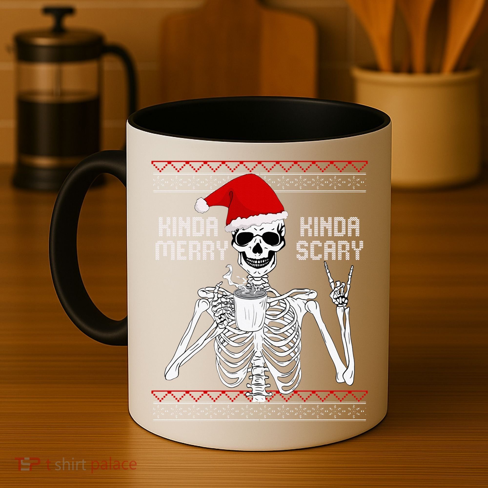 Kinda Merry Kinda Scary Ugly Christmas Sweater Skeleton Coffee Mug