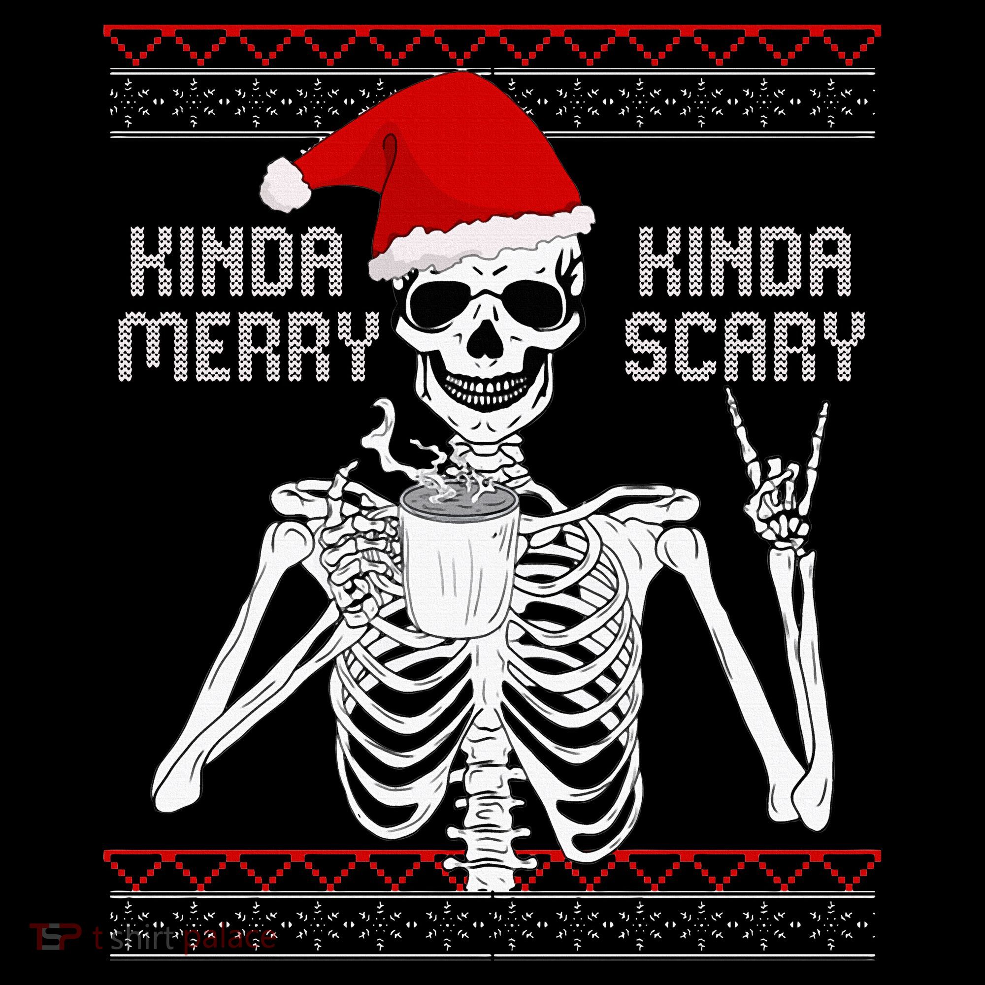 Kinda Merry Kinda Scary Ugly Christmas Sweater Skeleton Coffee Mug