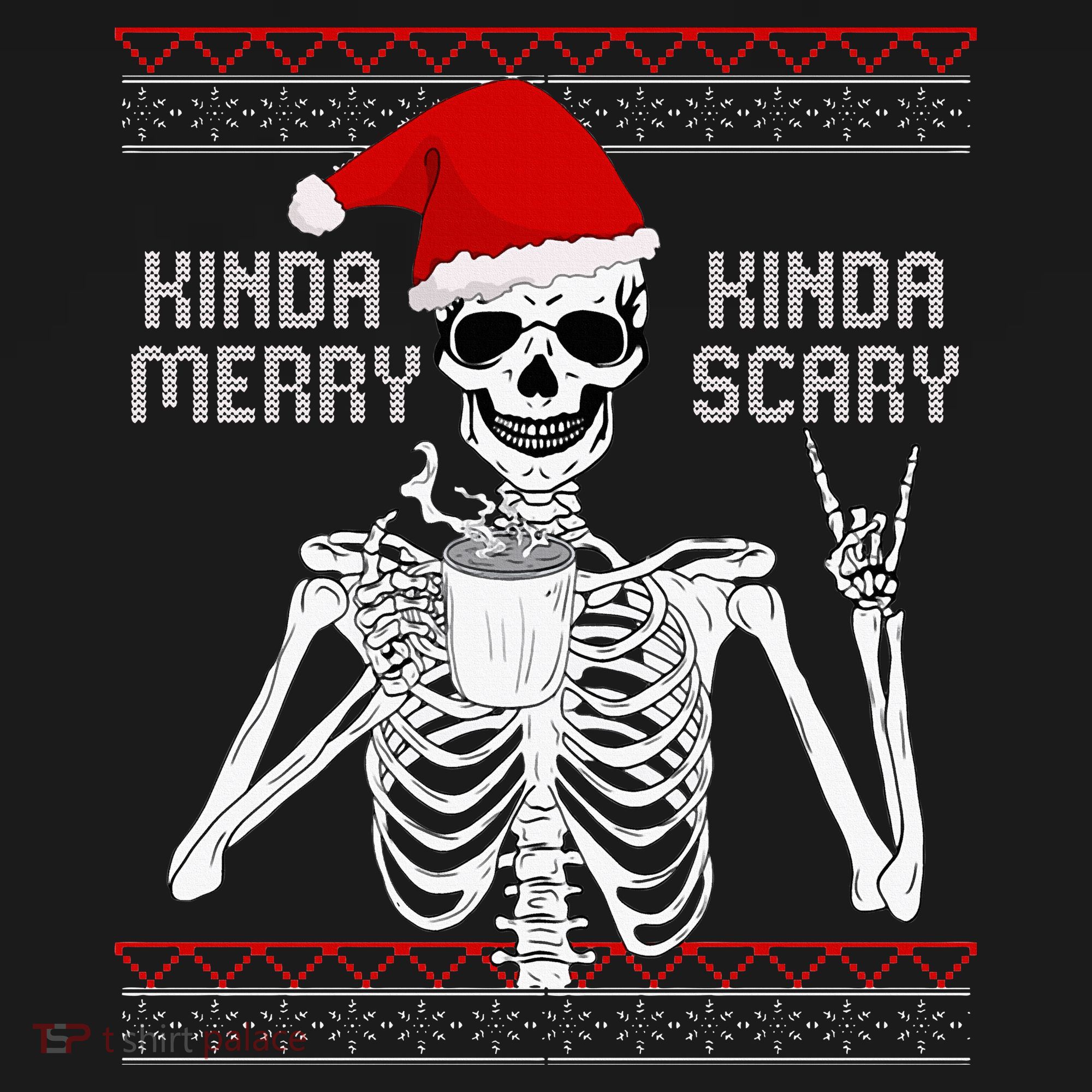 Kinda Merry Kinda Scary Ugly Christmas Sweater Skeleton Women's Hoodie