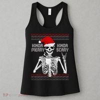 Kinda Merry Kinda Scary Ugly Christmas Sweater Skeleton Women's Tank Top thumb 3