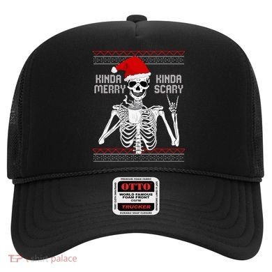 Kinda Merry Kinda Scary Ugly Christmas Sweater Skeleton Hat