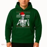Kinda Merry Kinda Scary Ugly Christmas Sweater Skeleton Hoodie thumb 2