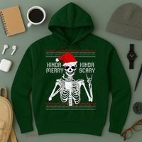 Kinda Merry Kinda Scary Ugly Christmas Sweater Skeleton Hoodie thumb 3