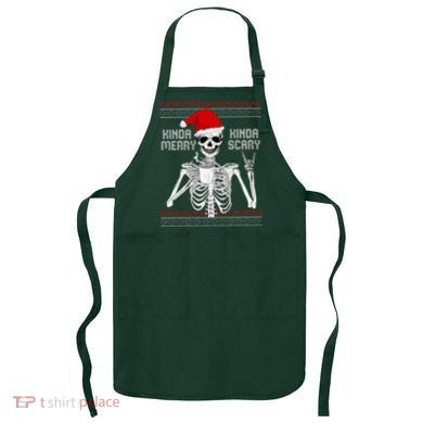 Kinda Merry Kinda Scary Ugly Christmas Sweater Skeleton Apron