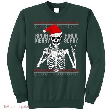 Kinda Merry Kinda Scary Ugly Christmas Sweater Skeleton Sweatshirt