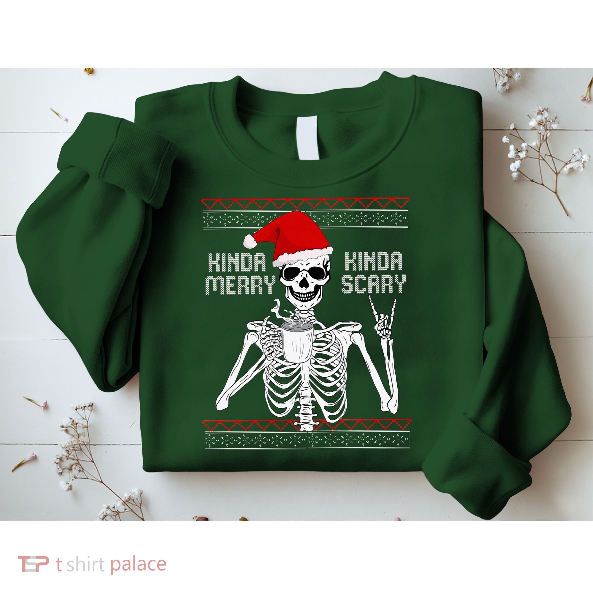 Kinda Merry Kinda Scary Ugly Christmas Sweater Skeleton Sweatshirt