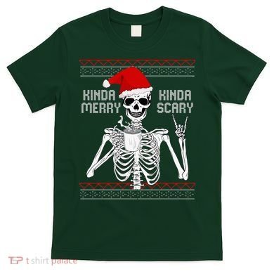 Kinda Merry Kinda Scary Ugly Christmas Sweater Skeleton T-Shirt