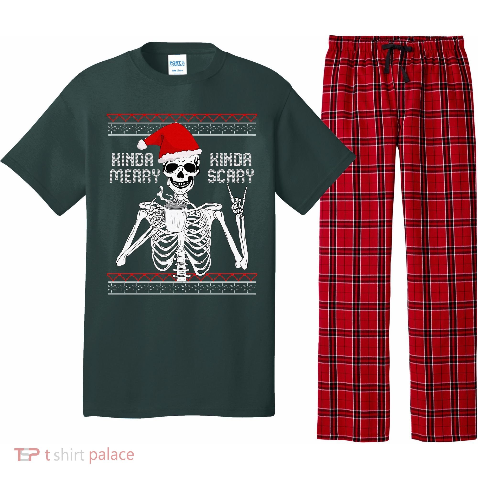 Kinda Merry Kinda Scary Ugly Christmas Sweater Skeleton Pajama Set