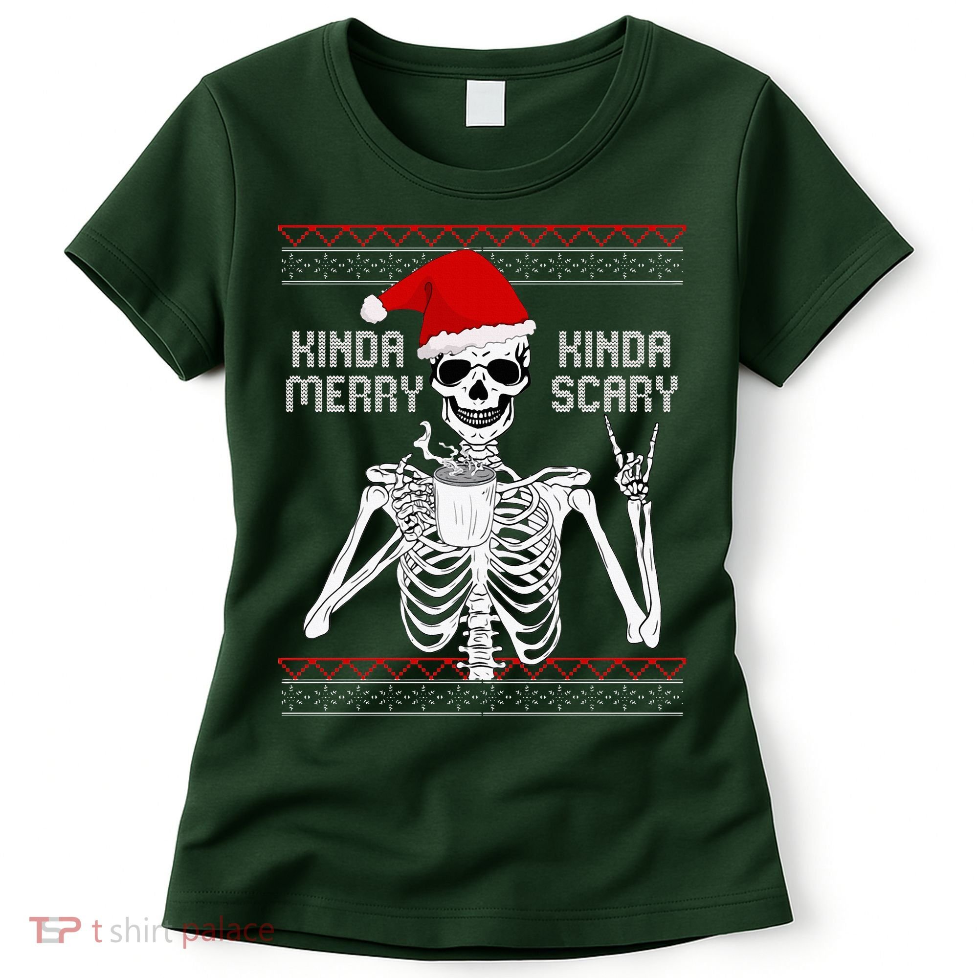 Kinda Merry Kinda Scary Ugly Christmas Sweater Skeleton Women's T-Shirt