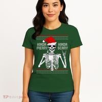 Kinda Merry Kinda Scary Ugly Christmas Sweater Skeleton Women's T-Shirt thumb 4
