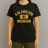 Kalamazoo MI Michigan Gym Style Distressed Amber Print T-Shirt thumb 4