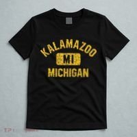 Kalamazoo MI Michigan Gym Style Distressed Amber Print T-Shirt thumb 5