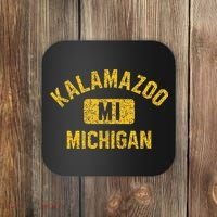 Kalamazoo MI Michigan Gym Style Distressed Amber Print Coaster thumb 0