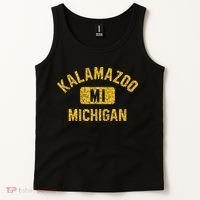 Kalamazoo MI Michigan Gym Style Distressed Amber Print Tank Top thumb 2
