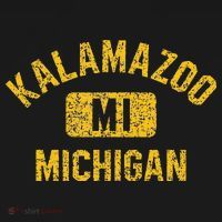 Kalamazoo MI Michigan Gym Style Distressed Amber Print Kids Hoodie thumb 5