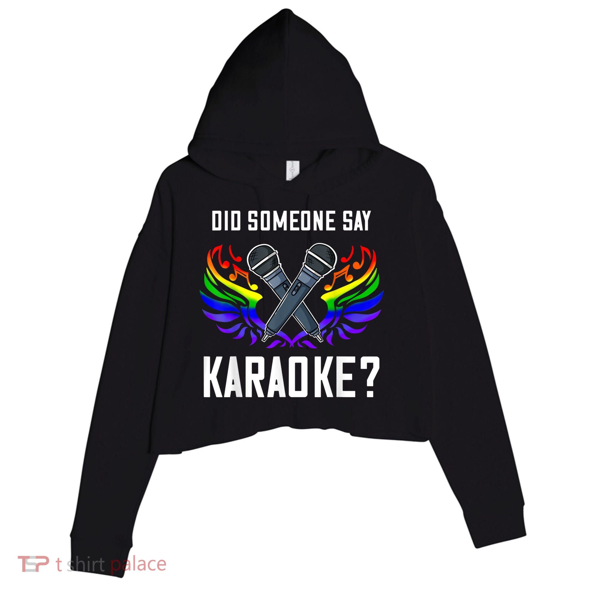 Karaoke Microphone Machine Music Singer Crop Fleece Hoodie