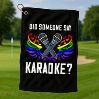 Karaoke Microphone Machine Music Singer Golf Towel thumb 1