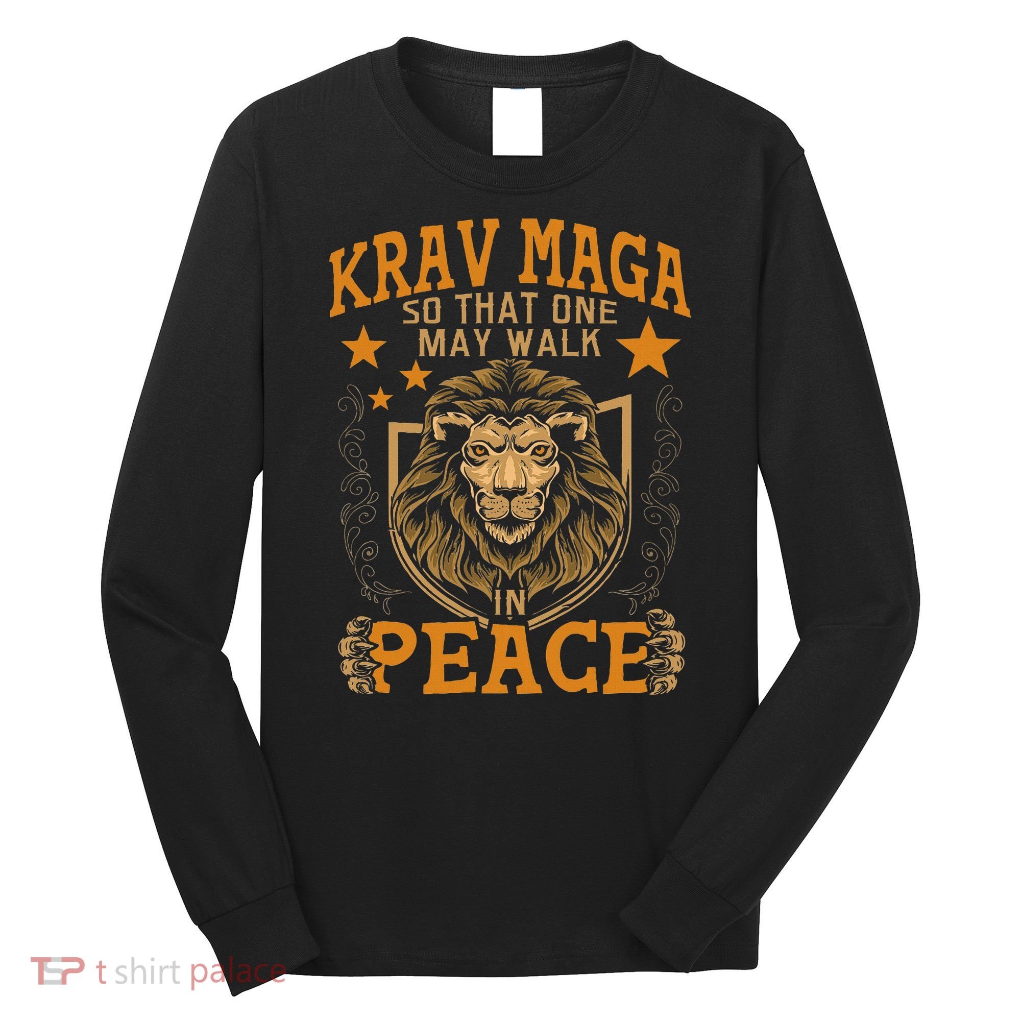 Krav Maga One May Walk In Peace Israeli Self Defense Mma Long Sleeve Shirt