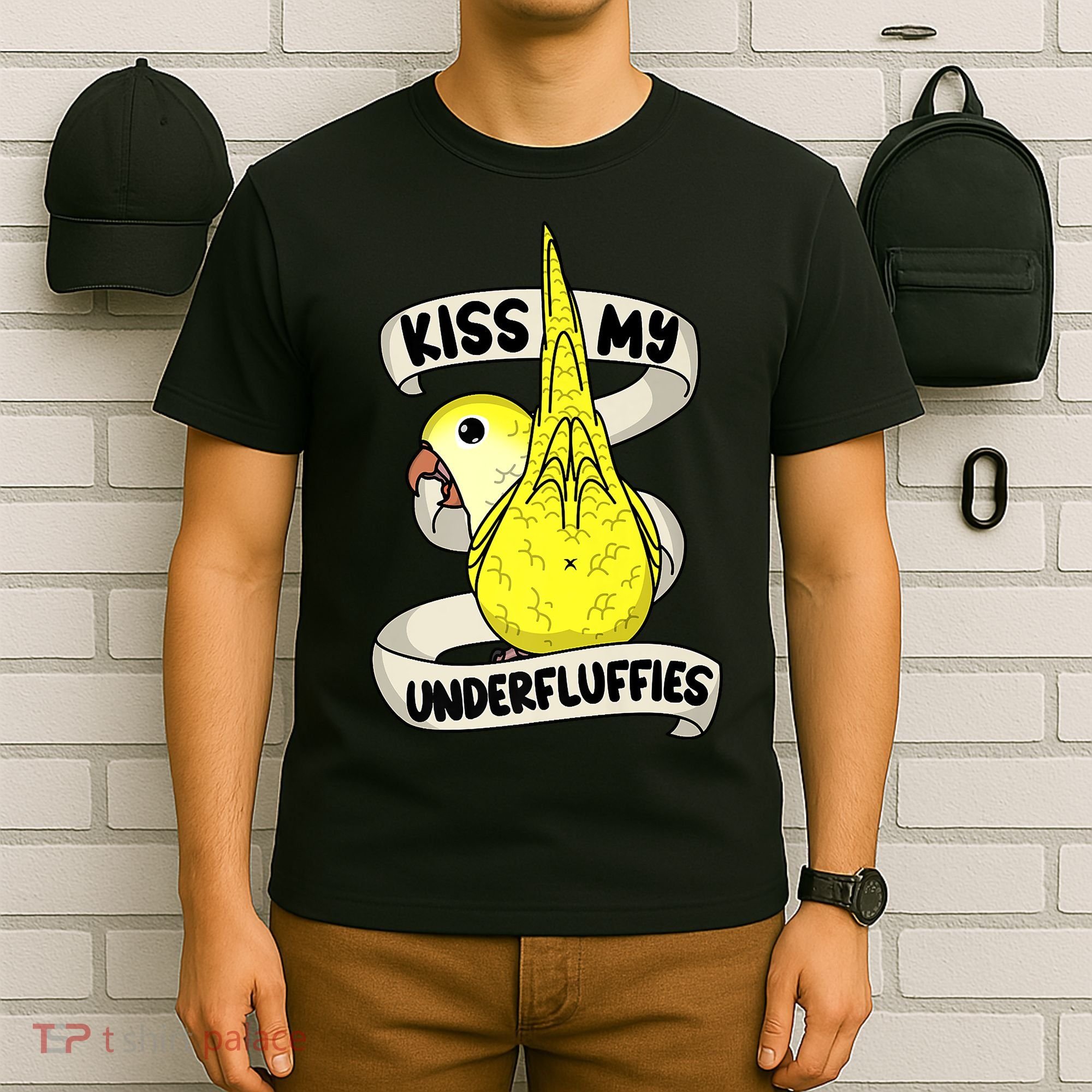 Kisss My Parrot Underfluffies I Yellow Monk Parakeet Quaker T-Shirt