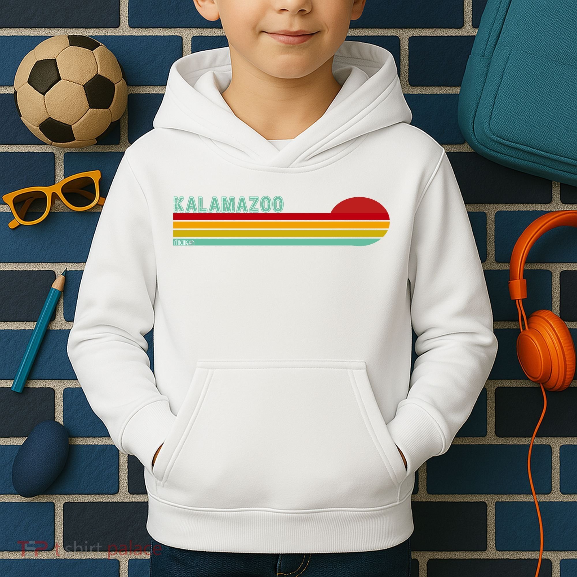Kalamazoo Michigan Retro Kids Hoodie