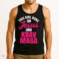 Krav Maga Run On Jesus MMA Self Defense Contact Combat Tank Top thumb 3