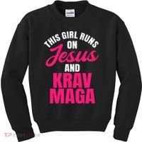 Krav Maga Run On Jesus MMA Self Defense Contact Combat Kids Sweatshirt thumb 0