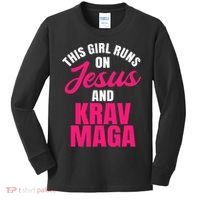 Krav Maga Run On Jesus MMA Self Defense Contact Combat Kids Long Sleeve Shirt thumb 0