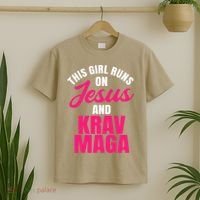 Krav Maga Run On Jesus MMA Self Defense Contact Combat T-Shirt thumb 2