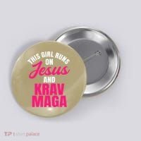 Krav Maga Run On Jesus MMA Self Defense Contact Combat Button thumb 0