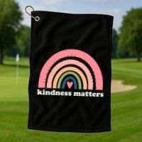Kindness Matters Rainbow Heart Golf Towel thumb 1