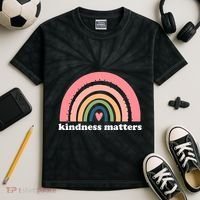 Kindness Matters Rainbow Heart Kids Tie-Dye T-Shirt thumb 2