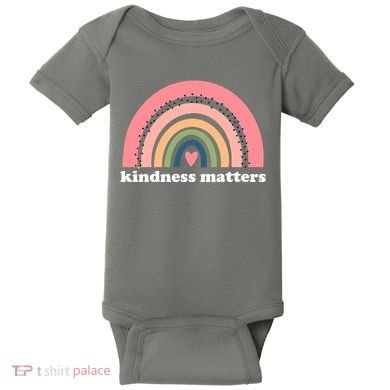 Kindness Matters Rainbow Heart Baby Bodysuit